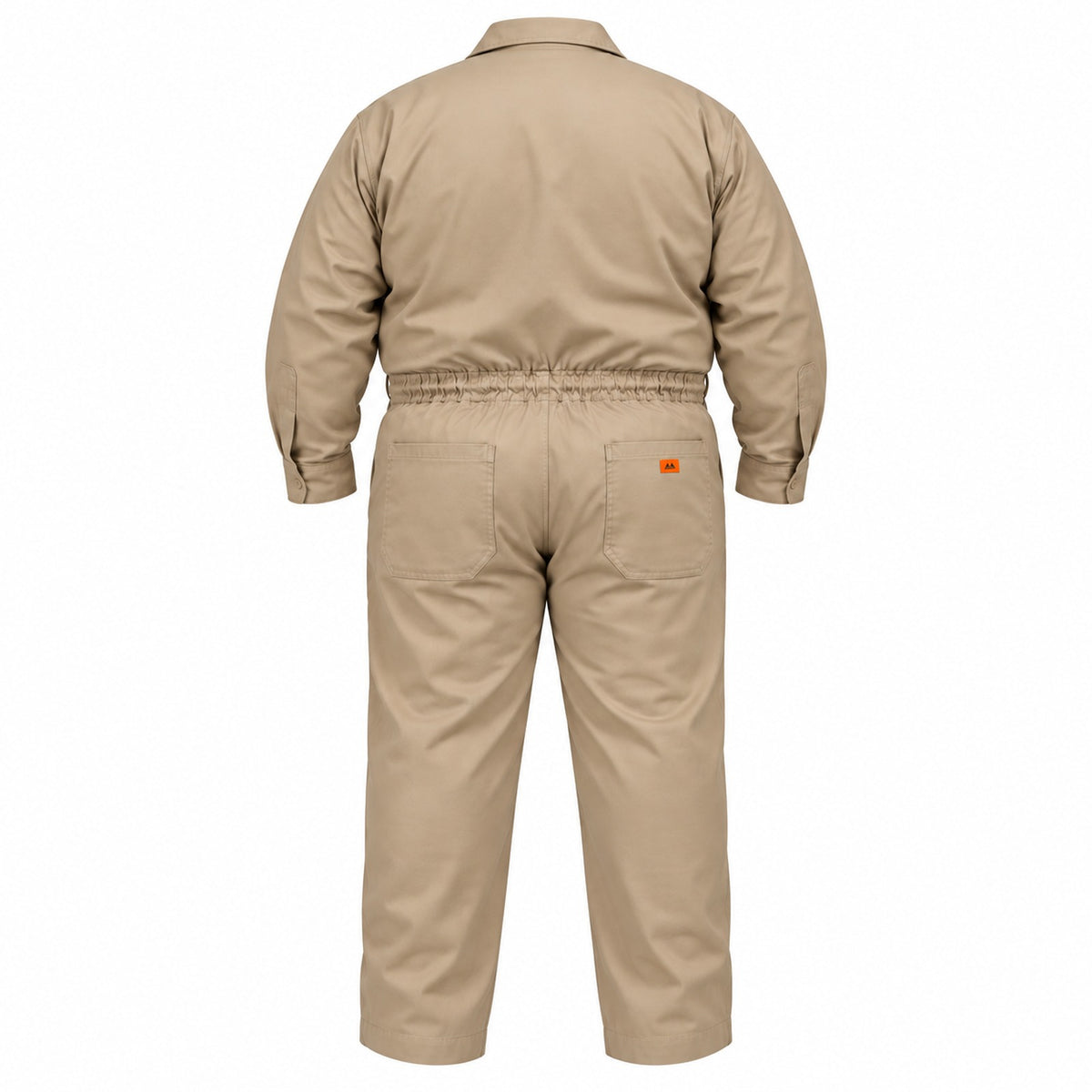 Overol industrial Beaver de gabardina 100% algodón khaki tipo Pemex para hombre en tallas extra, espalda de la prenda | color:khaki