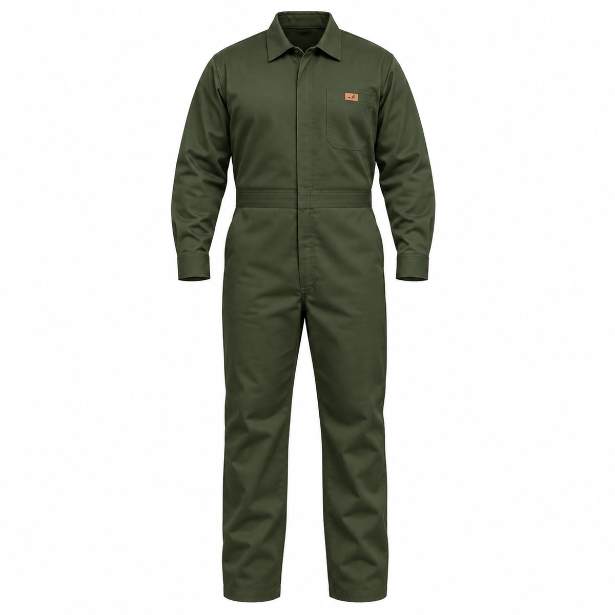 Overol Beaver de gabardina para hombre verde olivo talla extra, prenda sola de frente | color:verde-olivo