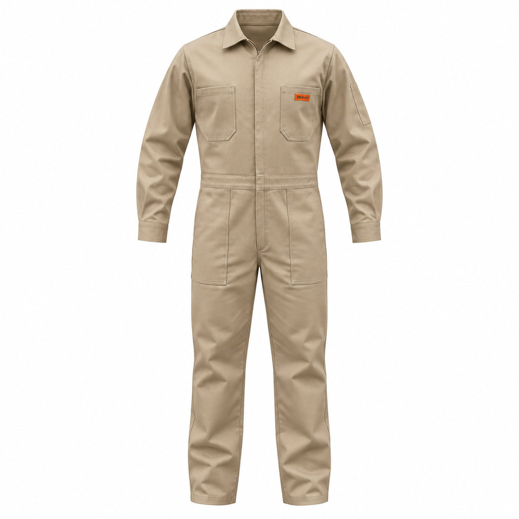Overol industrial Beaver para hombre khaki, prenda sola de frente