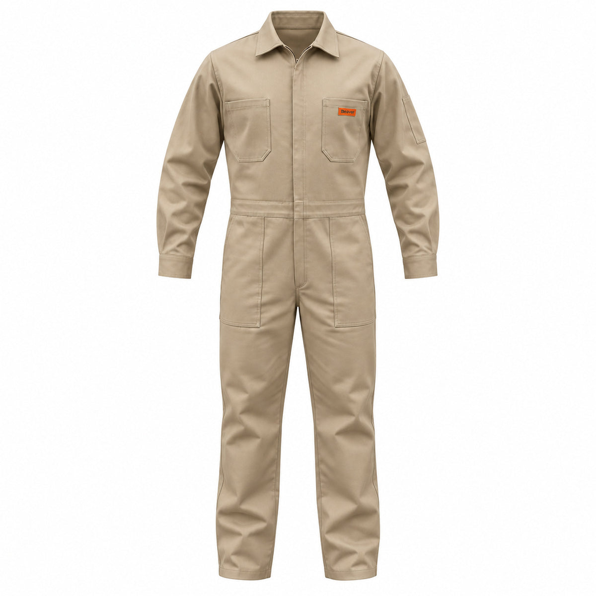 Overol industrial Beaver para hombre khaki, prenda sola de frente | color:khaki