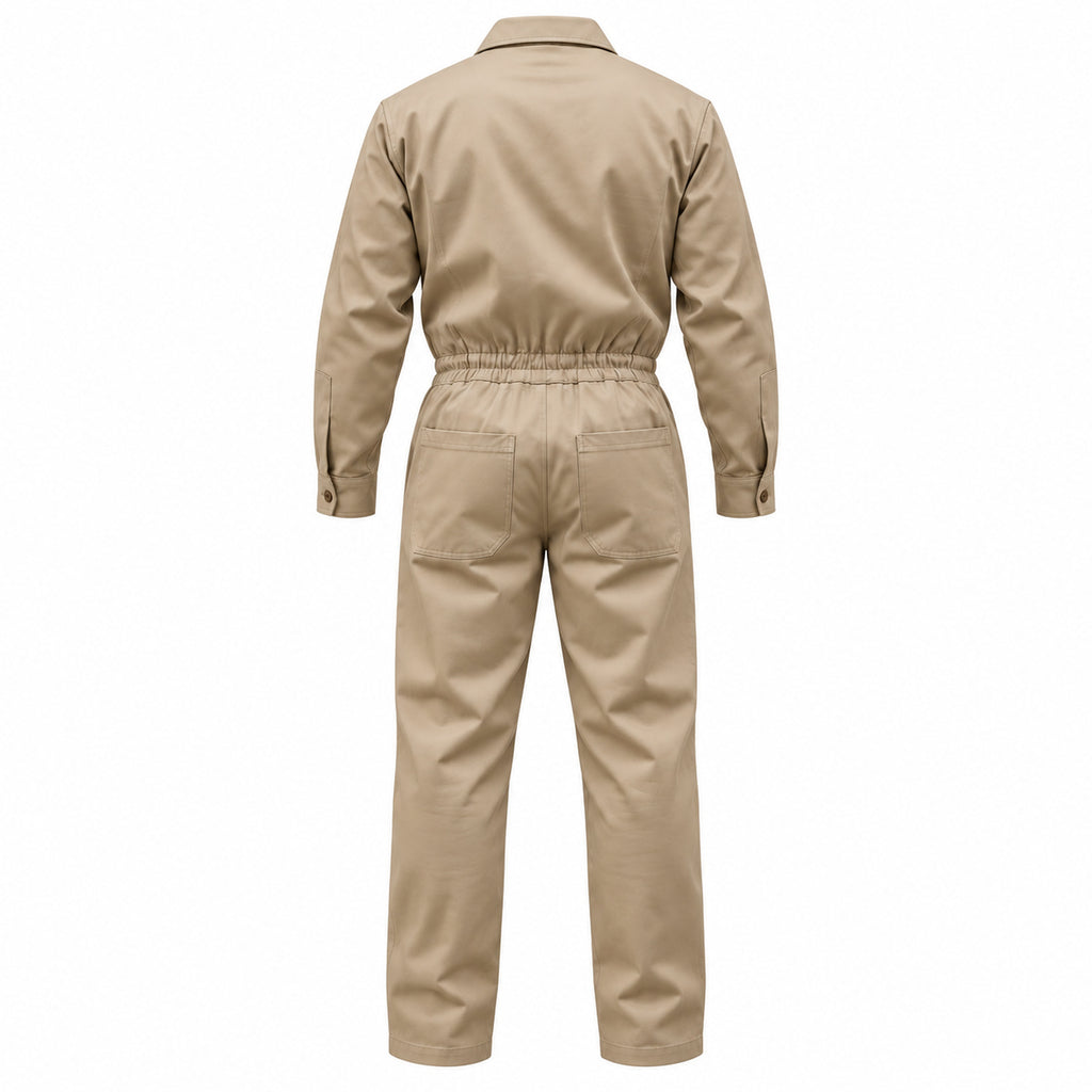 Overol industrial Beaver para hombre khaki, prenda sola por detrás