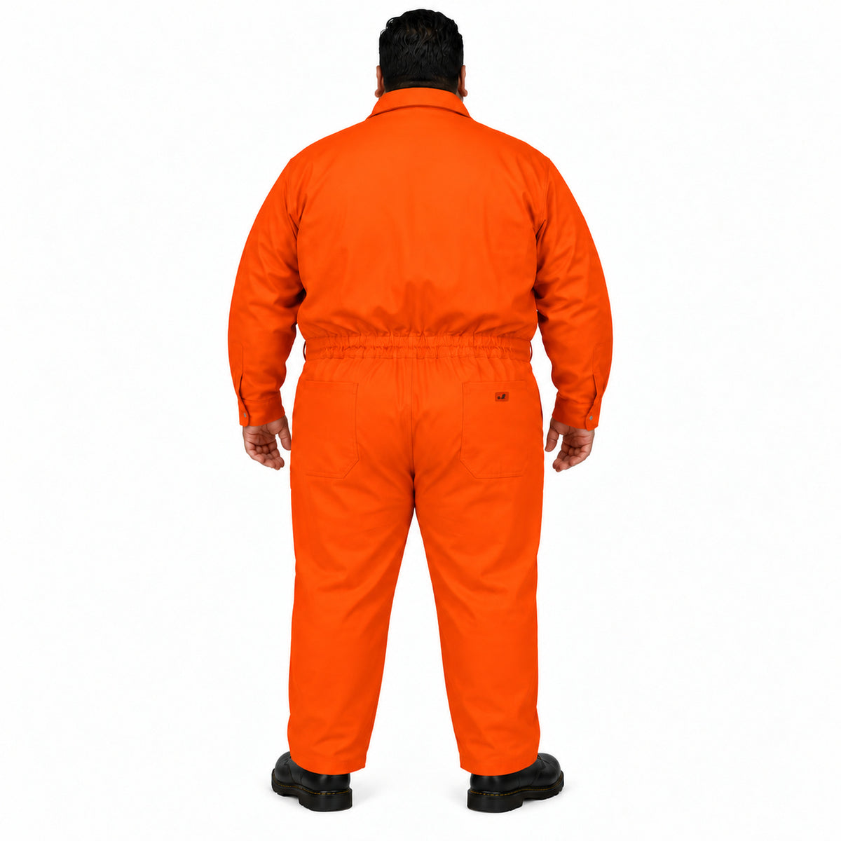 Overol industrial Beaver para hombre naranja Pemex talla extra, vista posterior con modelo | color:naranja