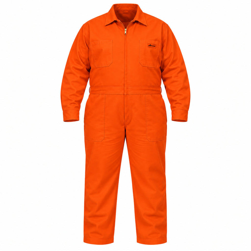 Overol industrial Beaver para hombre naranja Pemex talla extra, prenda sola de frente