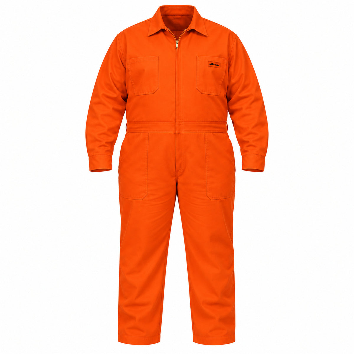 Overol industrial Beaver para hombre naranja Pemex talla extra, prenda sola de frente | color:naranja