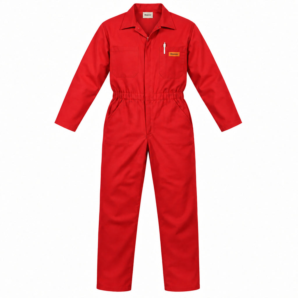 Overol industrial Beaver para hombre rojo talla extra, prenda sola de frente