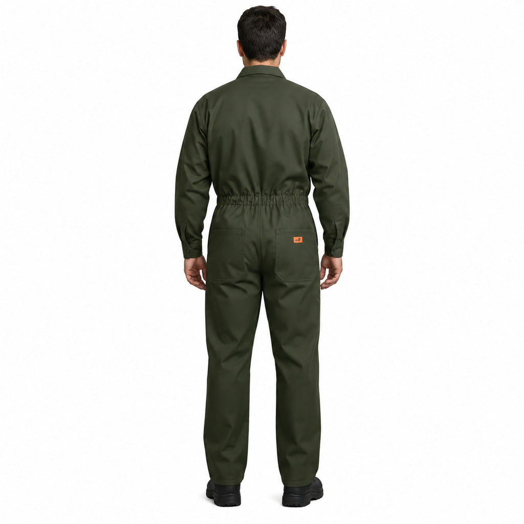 Overol Beaver industrial para hombre verde olivo, espalda y cintura elástica