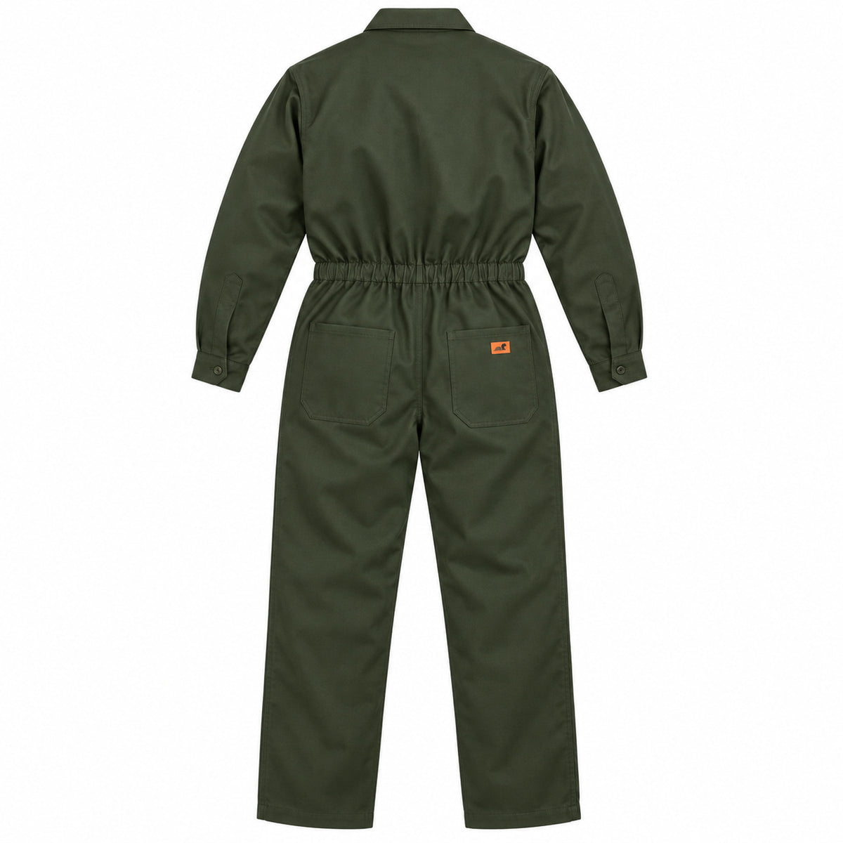Overol Beaver industrial para hombre verde olivo, prenda sola por detrás y cintura elástica | color:verde-olivo