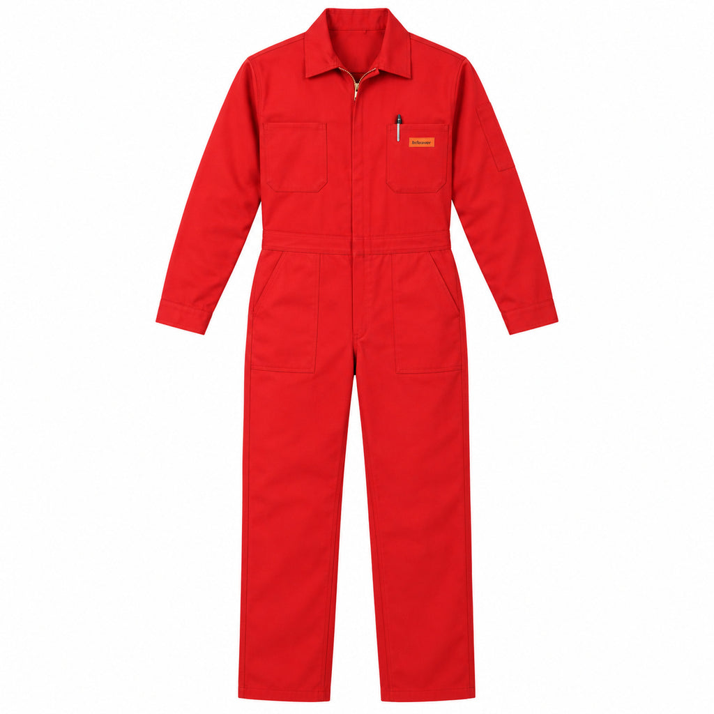 Overol Beaver tipo brigada para hombre rojo, prenda sola por delante