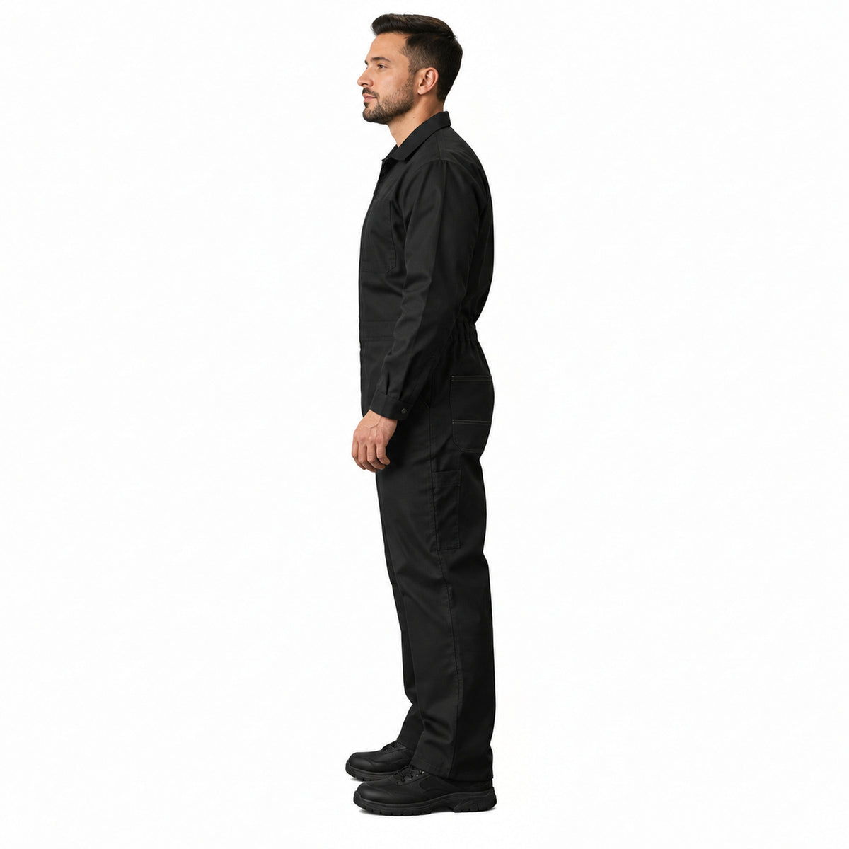 Overol Beaver OVRR Ripstop Negro, vista perfil izquierdo en modelo | color:negro