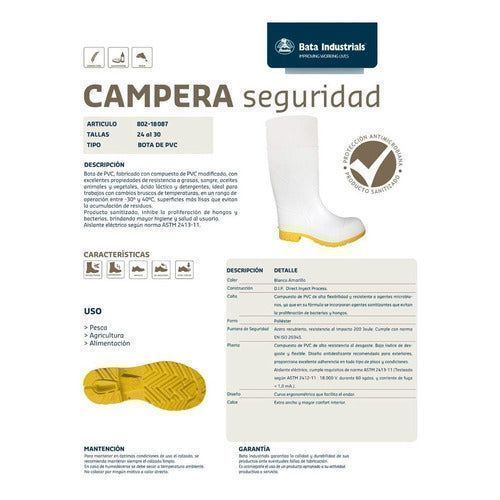 Bota Bata Campera Pvc Con Casquillo Agricultura Veterinaria - Garufa Jeans
