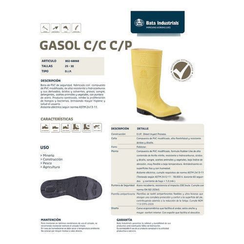 Bota Bata Gasol Pvc Hule Minera Construcción Con Casquillo - Garufa Jeans