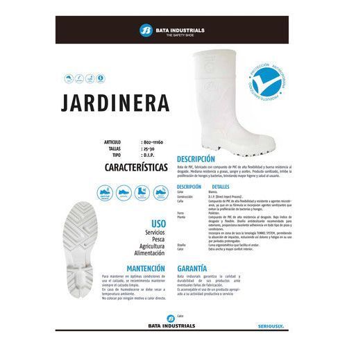 Bota Bata Jardinera Pvc Hule Plástico Blanca Limpieza - Garufa Jeans