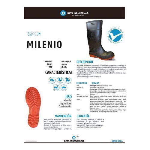 Bota Bata Milenio Pvc Hule Negra Con Casquillo Industrial - Garufa Jeans