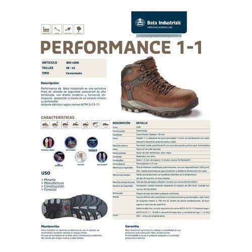 Bota Bata Performance Dieléctrica Resiste Agua Perforación - Garufa Jeans