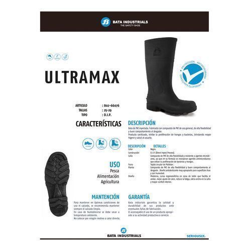 Bota Bata Ultramax Pvc Hule Plástico Negra Jardín Limpieza - Garufa Jeans