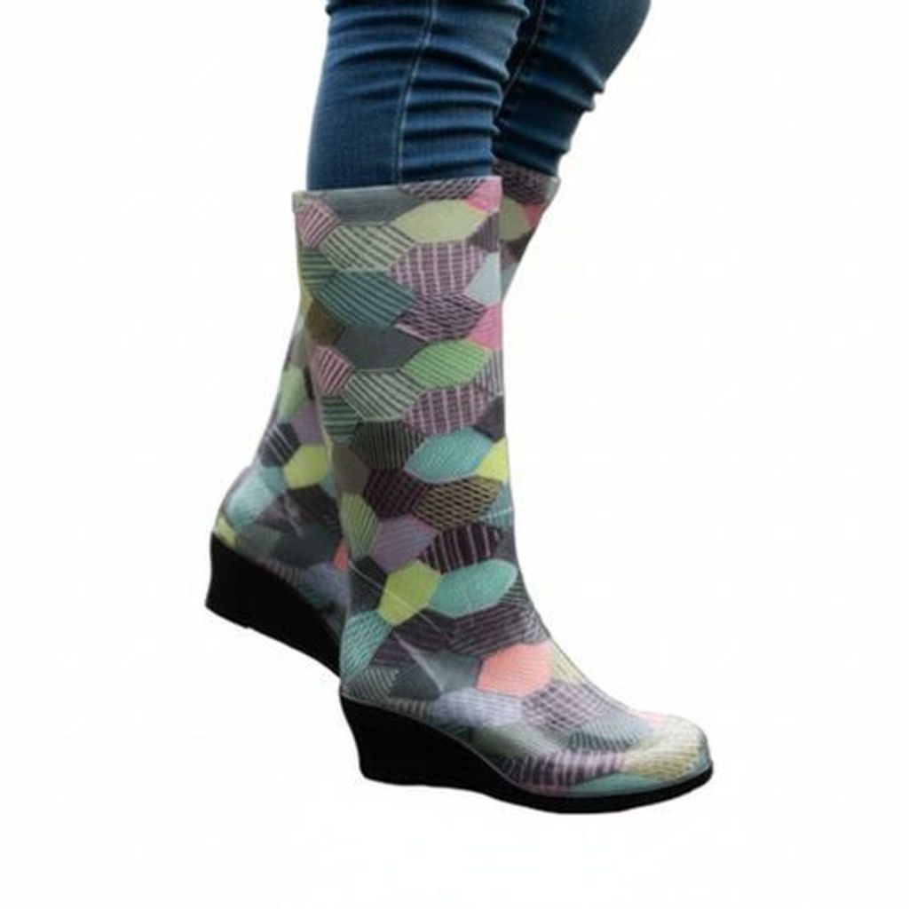 Bota Moda Sandak Mujer Lluvia Impermeable Con Tacon Lulu #mlpos_5 | Color: Multicolor #color_multicolor #sku_bsllml22