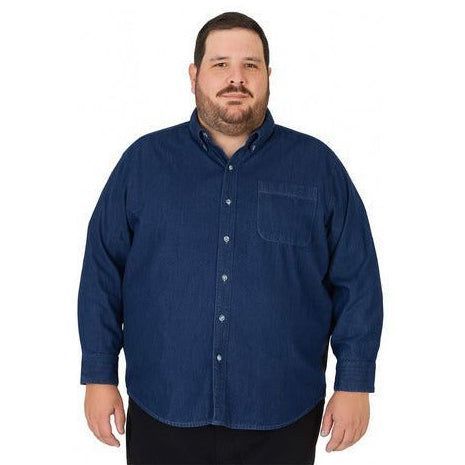 Camisa Bibo De Mezclilla Manga Larga Tallas Extras 48 A 58 - Garufa Jeans