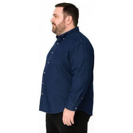 Camisa Bibo De Mezclilla Manga Larga Tallas Extras 48 A 58 - Garufa Jeans