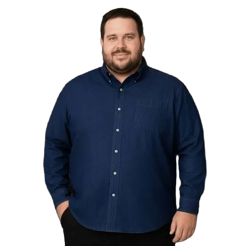 Camisa Bibo De Mezclilla Manga Larga Tallas Extras 48 A 58 - Garufa Jeans