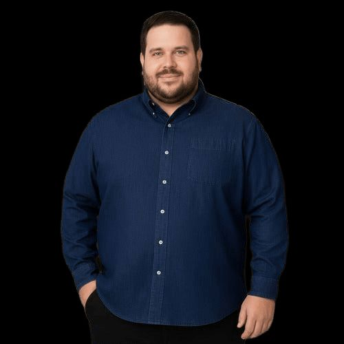 Camisa Bibo De Mezclilla Manga Larga Tallas Extras 48 A 58 - Garufa Jeans