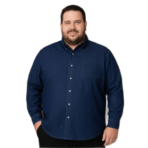 Camisa Bibo De Mezclilla Manga Larga Tallas Extras 58 O 9xl - Garufa Jeans