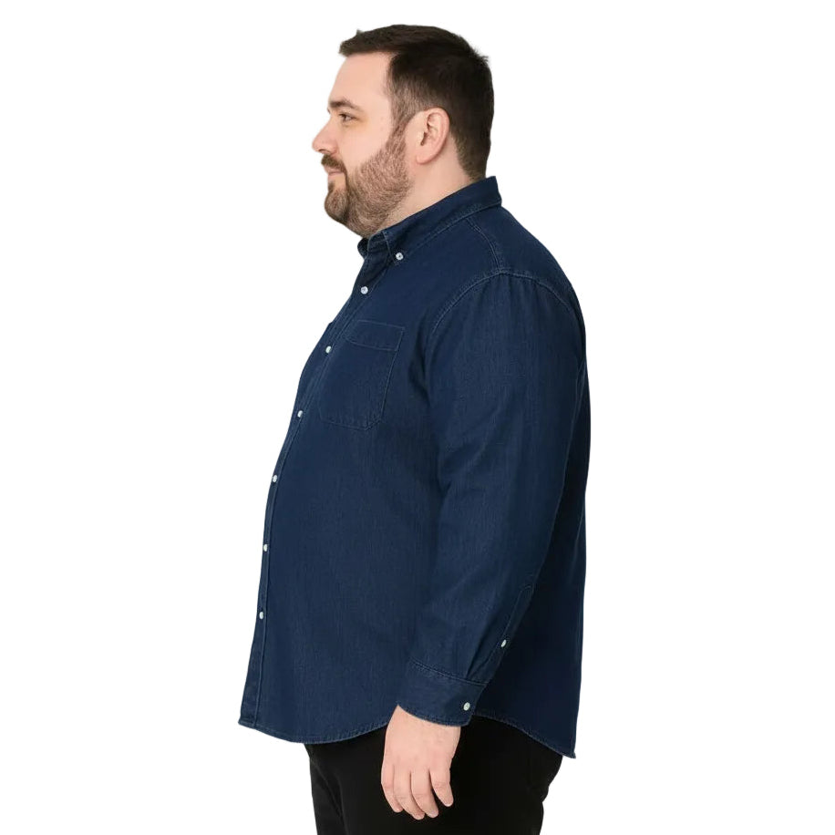 Camisa Bibo De Mezclilla Manga Larga Tallas Extras 58 O 9xl - Garufa Jeans