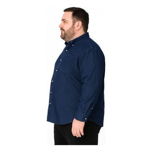 Camisa Bibo De Mezclilla Manga Larga Tallas Extras 58 O 9xl - Garufa Jeans