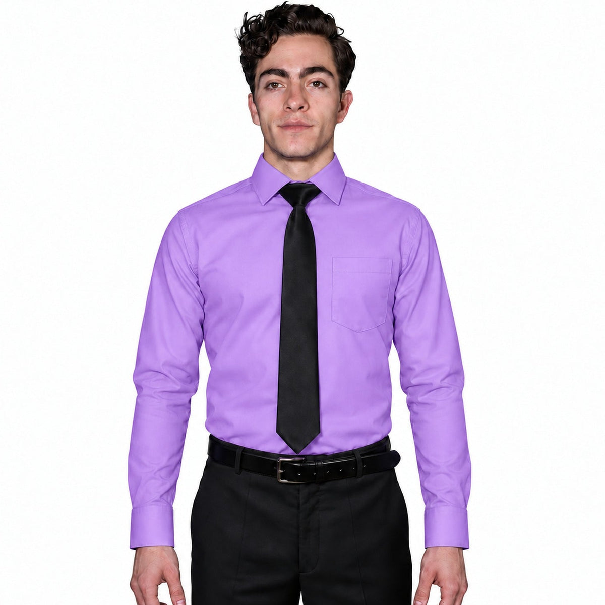 Camisa de vestir para adulto Rodolfo lila, frontal corbata | color:lila-rodolfo