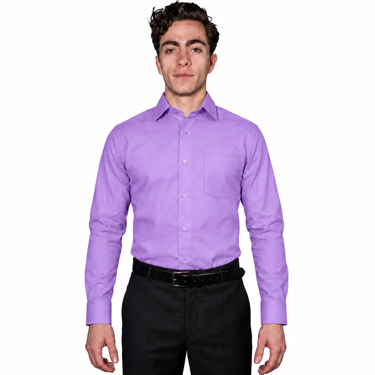 Camisa de vestir para adulto Rodolfo lila, frontal fajada | color:lila-rodolfo