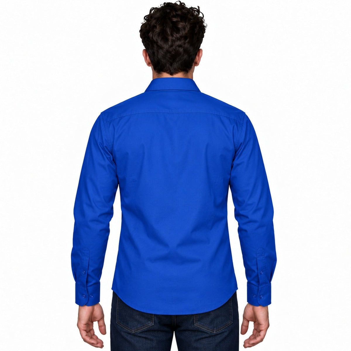 Camisa de vestir para adulto Zanely azul rey, espalda desfajada | color:azul-rey-zanely