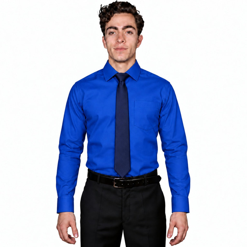 Camisa de vestir para adulto Zanely azul rey, frontal corbata