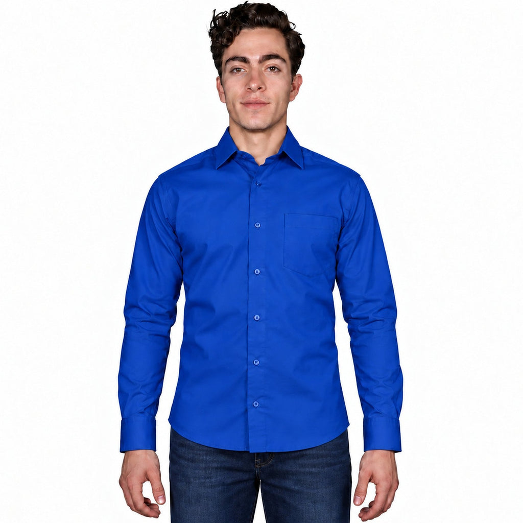 Camisa de vestir para adulto Zanely azul rey, frontal desfajada