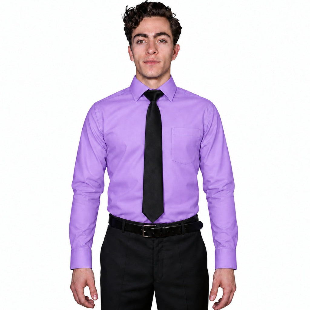 Camisa de vestir para adulto Zanely lila, frontal corbata