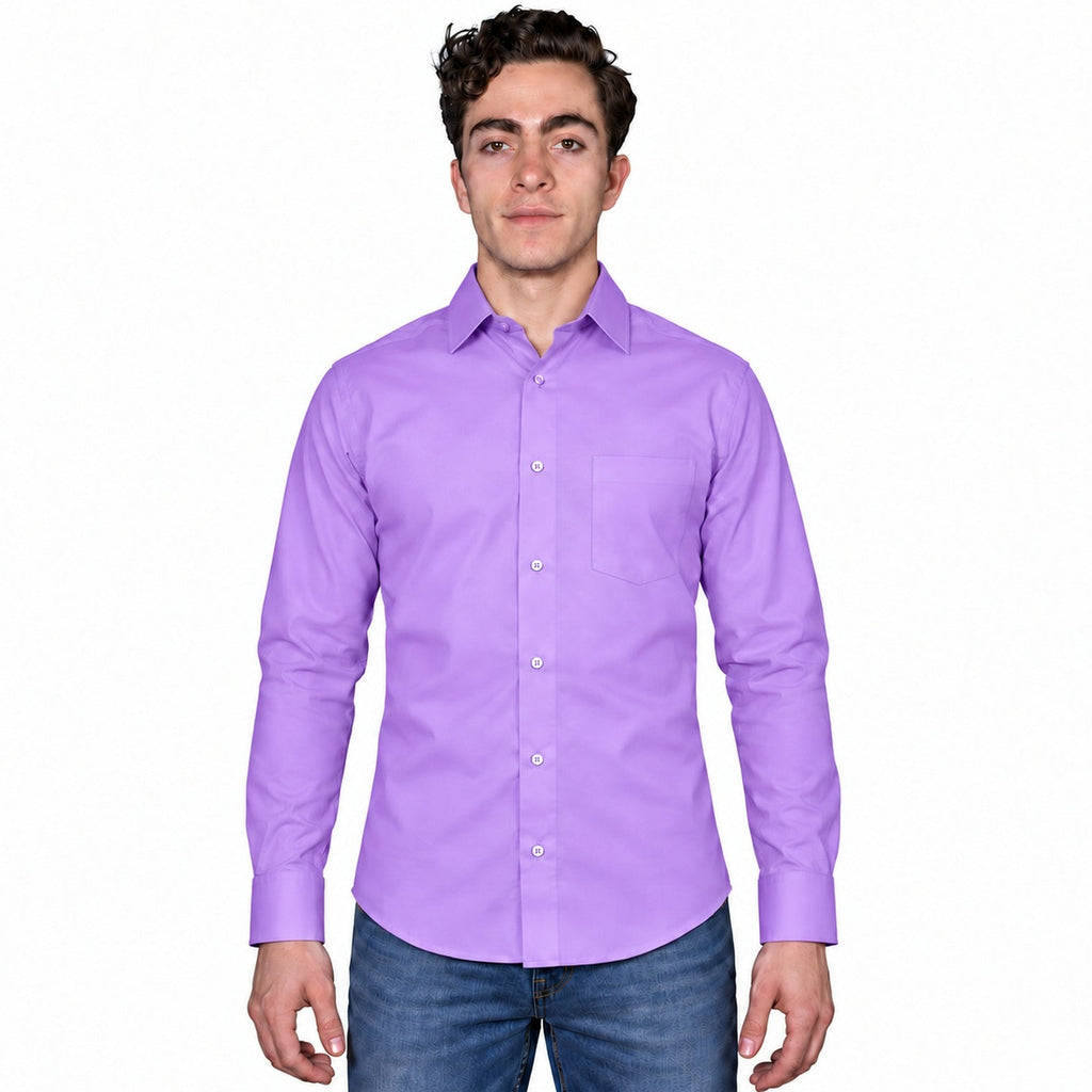 Camisa de vestir para adulto Zanely lila, frontal desfajada