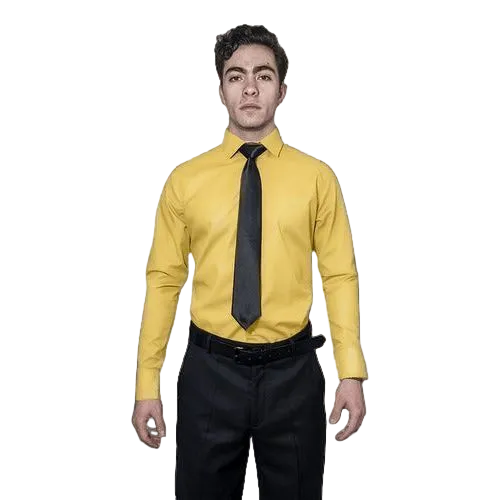 Camisa De Vestir Para Adulto Amarilla 34 A 42 - Garufa Jeans