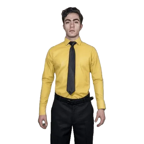 Camisa De Vestir Para Adulto Amarilla 34 A 42 - Garufa Jeans