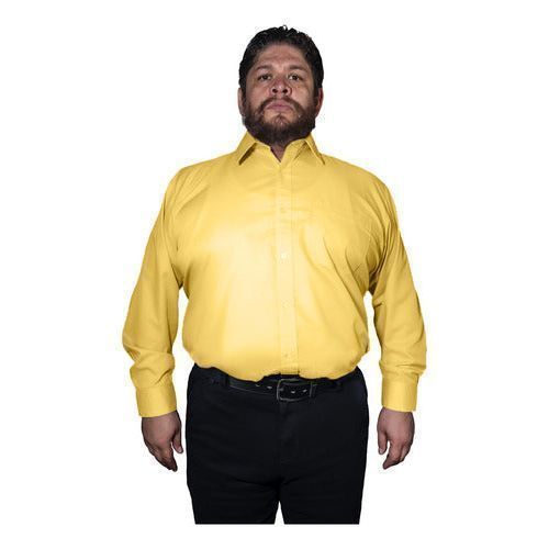 Camisa De Vestir Para Adulto Amarilla Tallas Extras 44 A 50 - Garufa Jeans