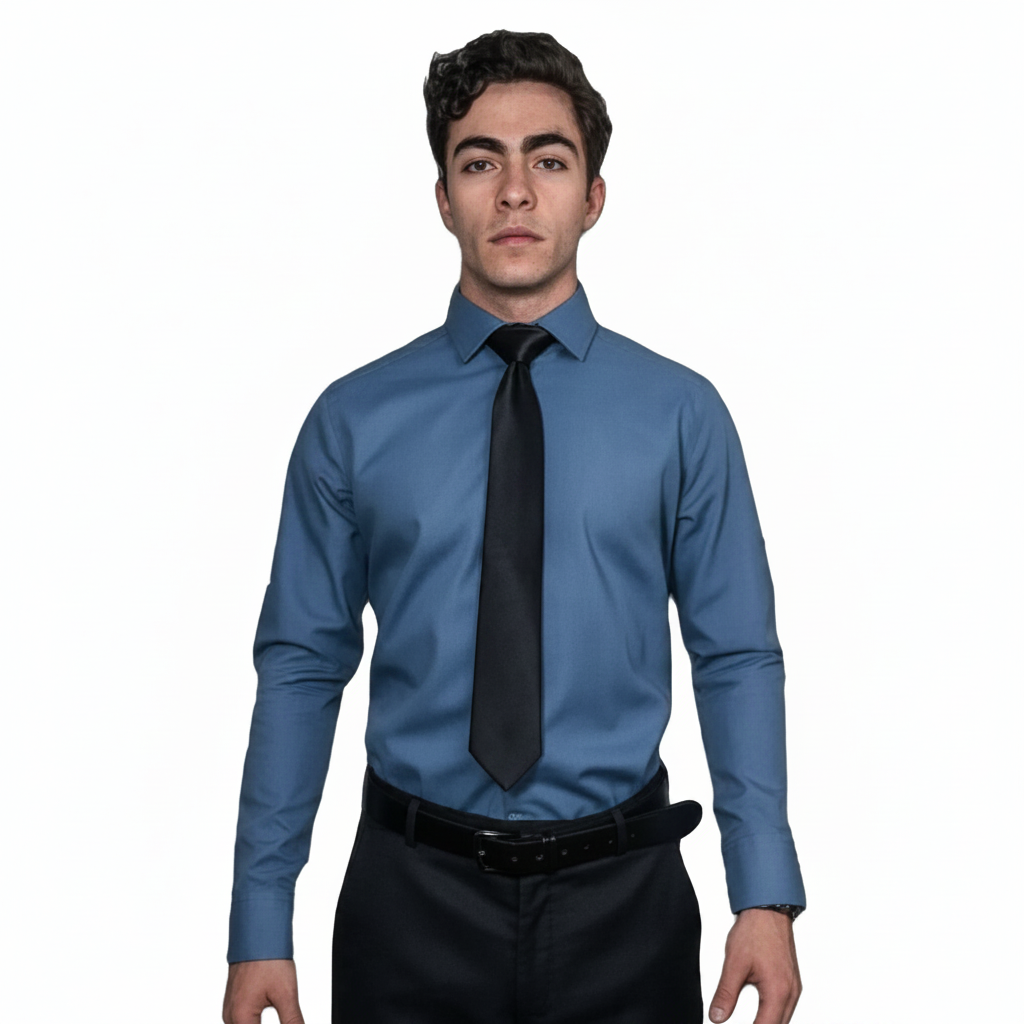 Camisa De Vestir Para Adulto Azul Francia 34 A 42 - Garufa Jeans