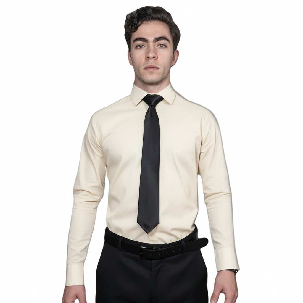 Camisa De Vestir Para Adulto Beige O Hueso 34 A 42 - Garufa Jeans