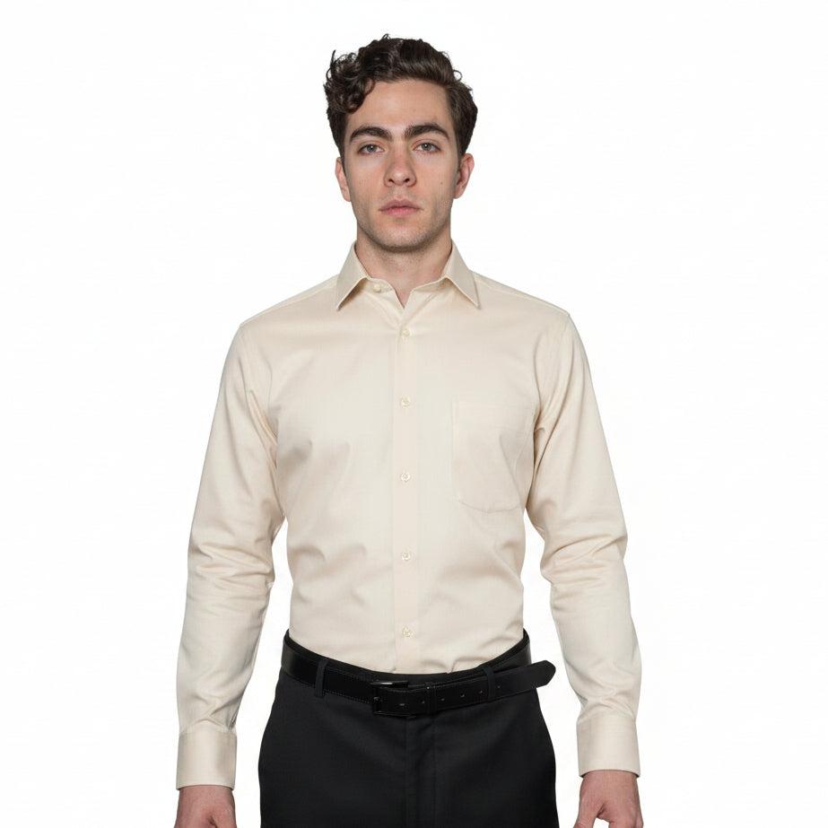 Camisa De Vestir Para Adulto Beige O Hueso 34 A 42 - Garufa Jeans