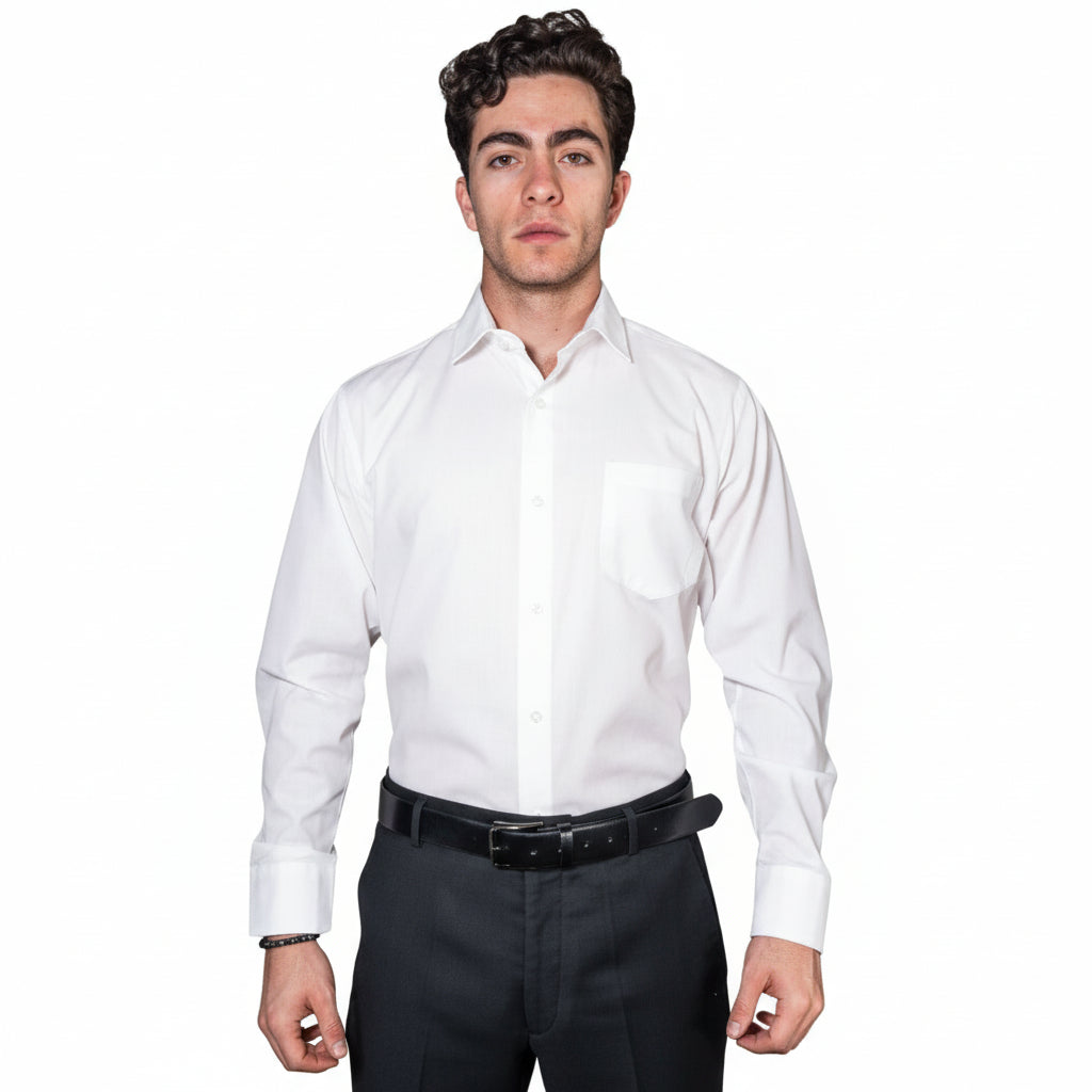 Camisa De Vestir Para Adulto Blanca 34 A 42 - Garufa Jeans