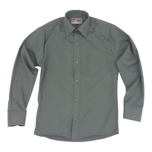 Camisa De Vestir Para Adulto Gris Obscuro Oxford 34 A 42 - Garufa Jeans