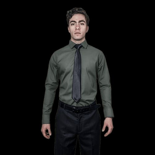 Camisa De Vestir Para Adulto Gris Obscuro Oxford 34 A 42 - Garufa Jeans