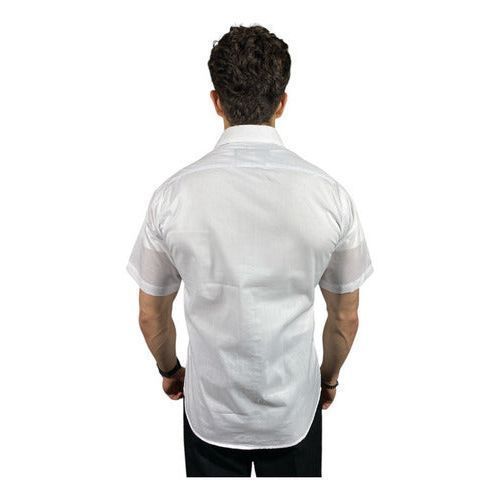 Camisa De Vestir Para Adulto Manga Corta Blanca 34 A 42 - Garufa Jeans