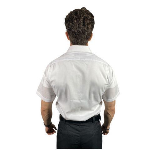 Camisa De Vestir Para Adulto Manga Corta Blanca 34 A 42 - Garufa Jeans