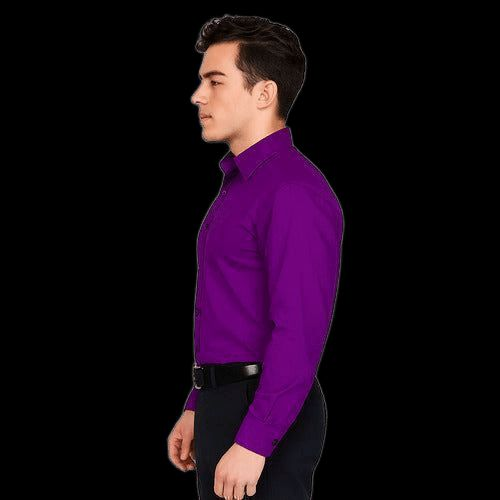 Camisa De Vestir Para Adulto Morada 34 A 42 - Garufa Jeans
