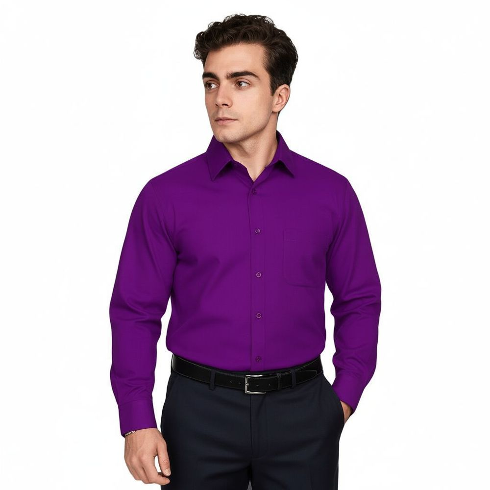 Camisa De Vestir Para Adulto Morada 34 A 42 - Garufa Jeans