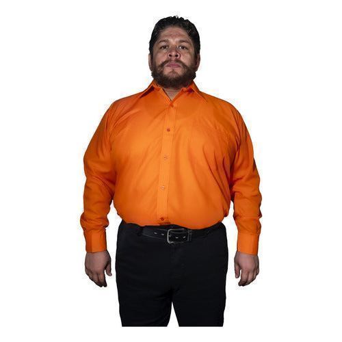 Camisa De Vestir Para Adulto Naranja Talla Extras 44 A 50 - Garufa Jeans