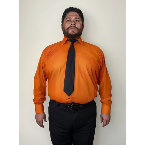 Camisa De Vestir Para Adulto Naranja Talla Extras 44 A 50 - Garufa Jeans