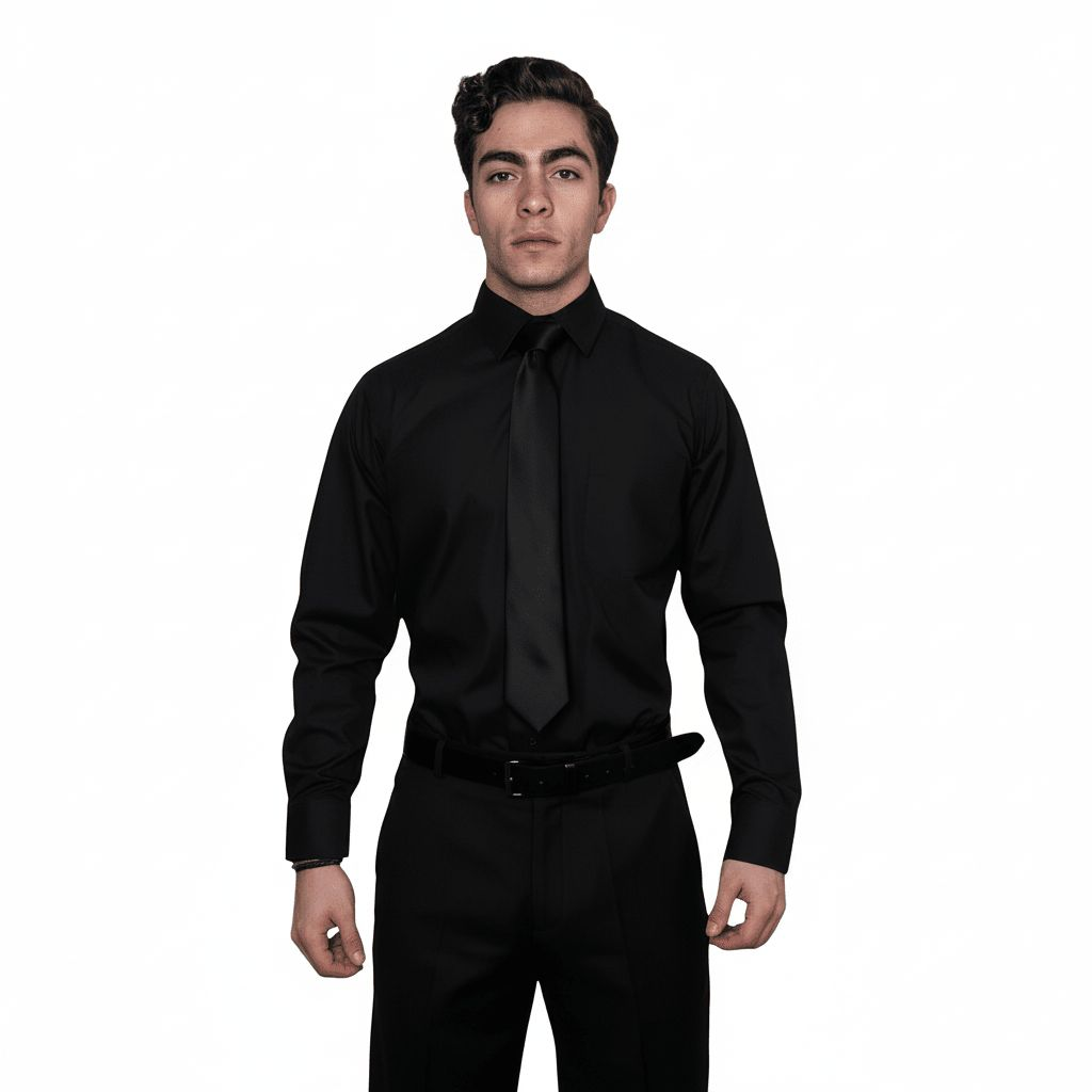 Camisa De Vestir Para Adulto Negra 34, 36, 38, 40 Y 42 - Garufa Jeans